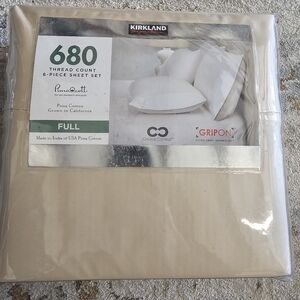 Kirkland Signature 680 TC Pima Cotton 6-Piece Full Sheet Set Oatmeal - NEW!